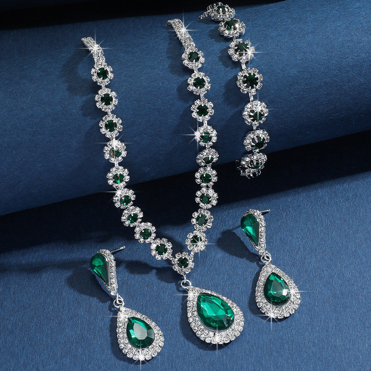 Diamond Necklace Earrings And Bracelet Three Piece Jewelry Set LuxuryLifeWay Online Store