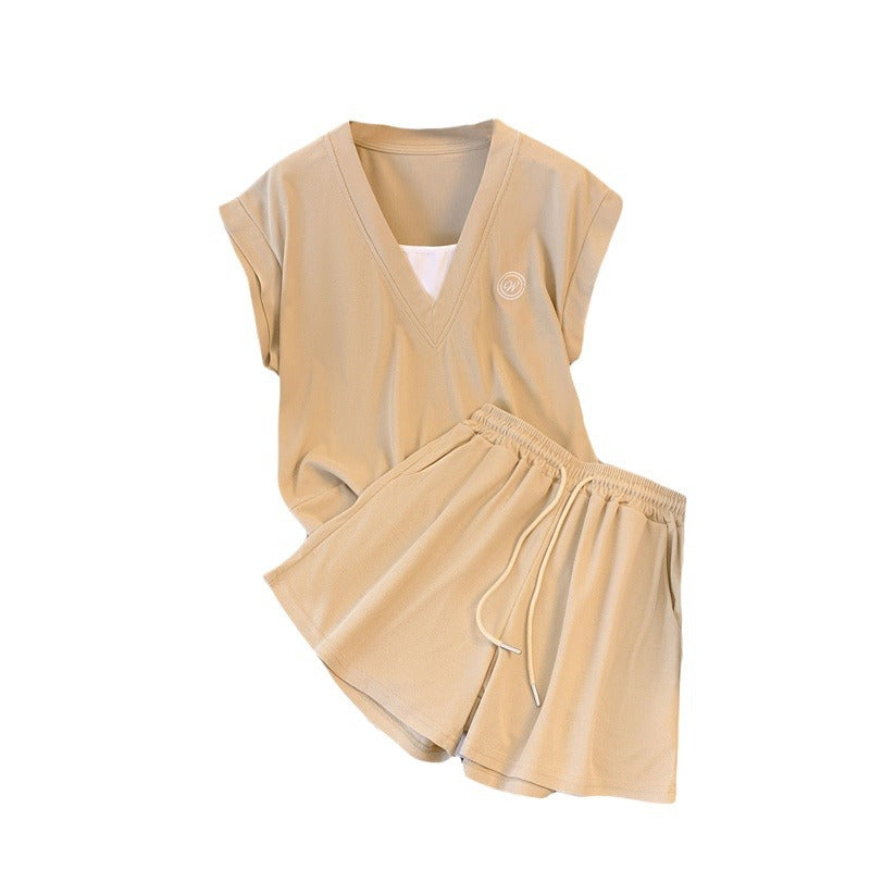 Casual Two-piece Set Sleeveless Top And Shorts LadyShow.Store
