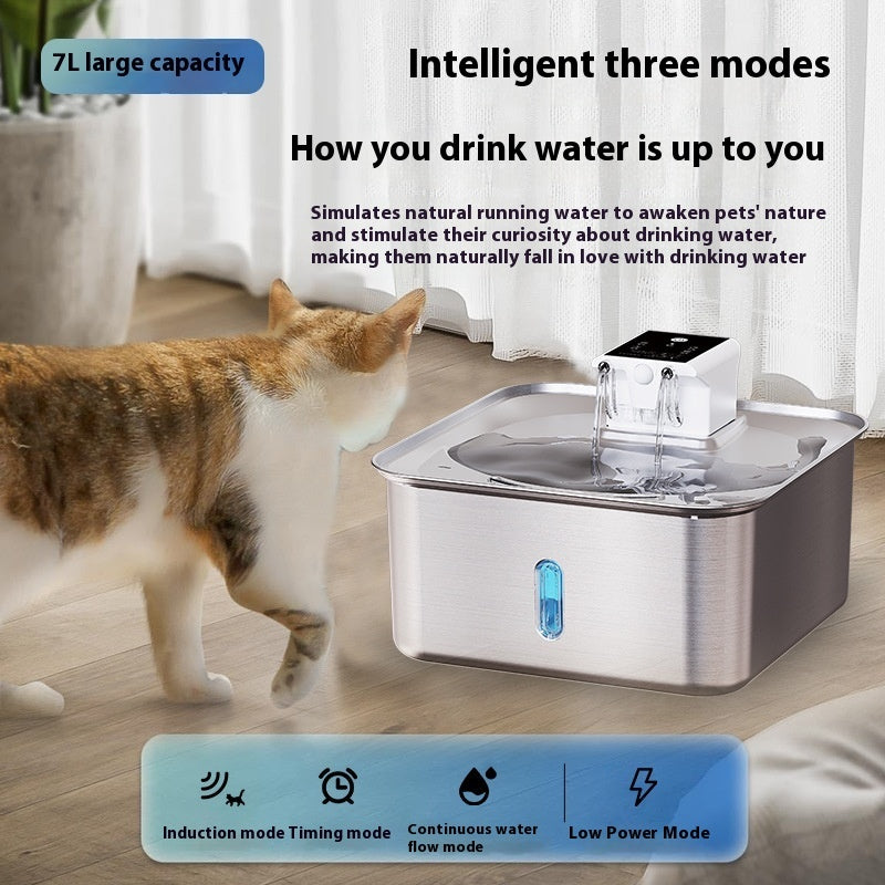 Wireless Cat Water Fountain Stainless Steel Rechargeable Pets Fashion