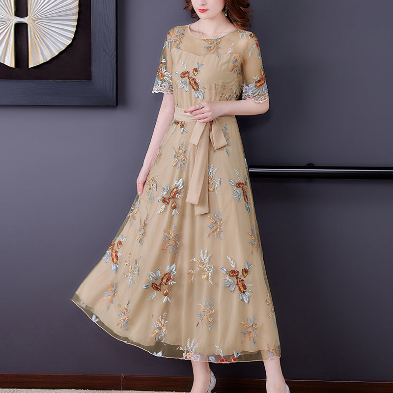 Heavy Industry Embroidery Net Yarn Dress Women NorixaFashion.com