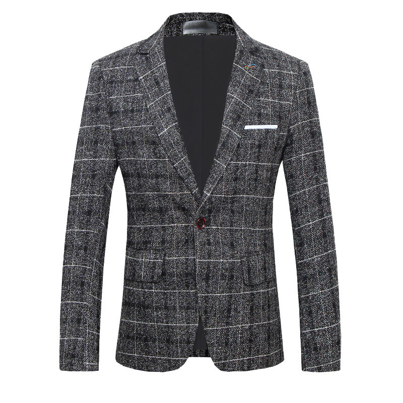 Men's Slim Fit Plaid Wool Suit Jacket S-5XL Pi-Mart