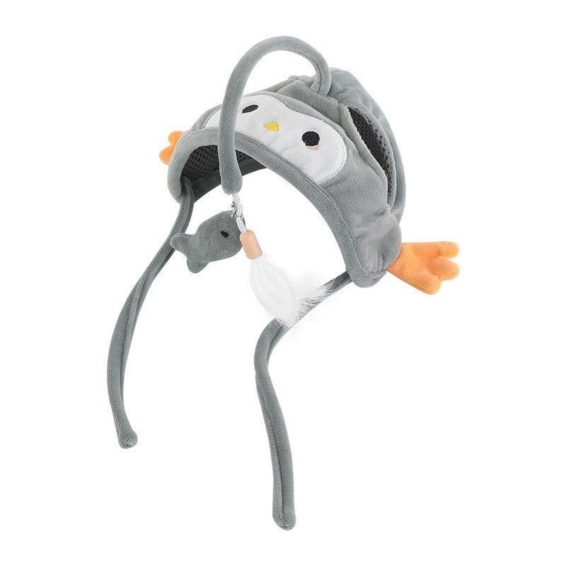 New Head Wearing Feather Funny Cat Stick Funny Cat Toy Stick Gray Big Eye Pet Toys Pet Products Pets Fashion