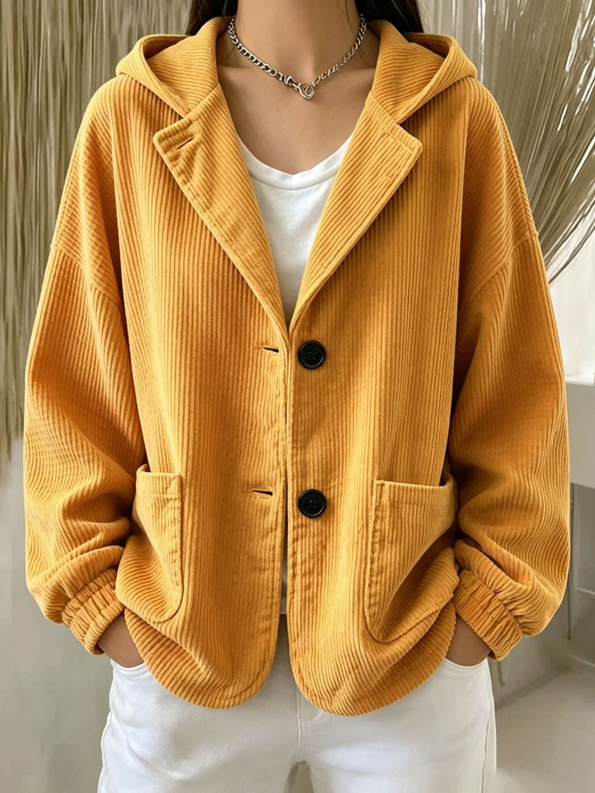 2026 Autumn Winter Cross Border European And American Women's Fashion Casual Corduroy Hooded Jacket Cardigan Sweatshirt Top NorixaFashion.com