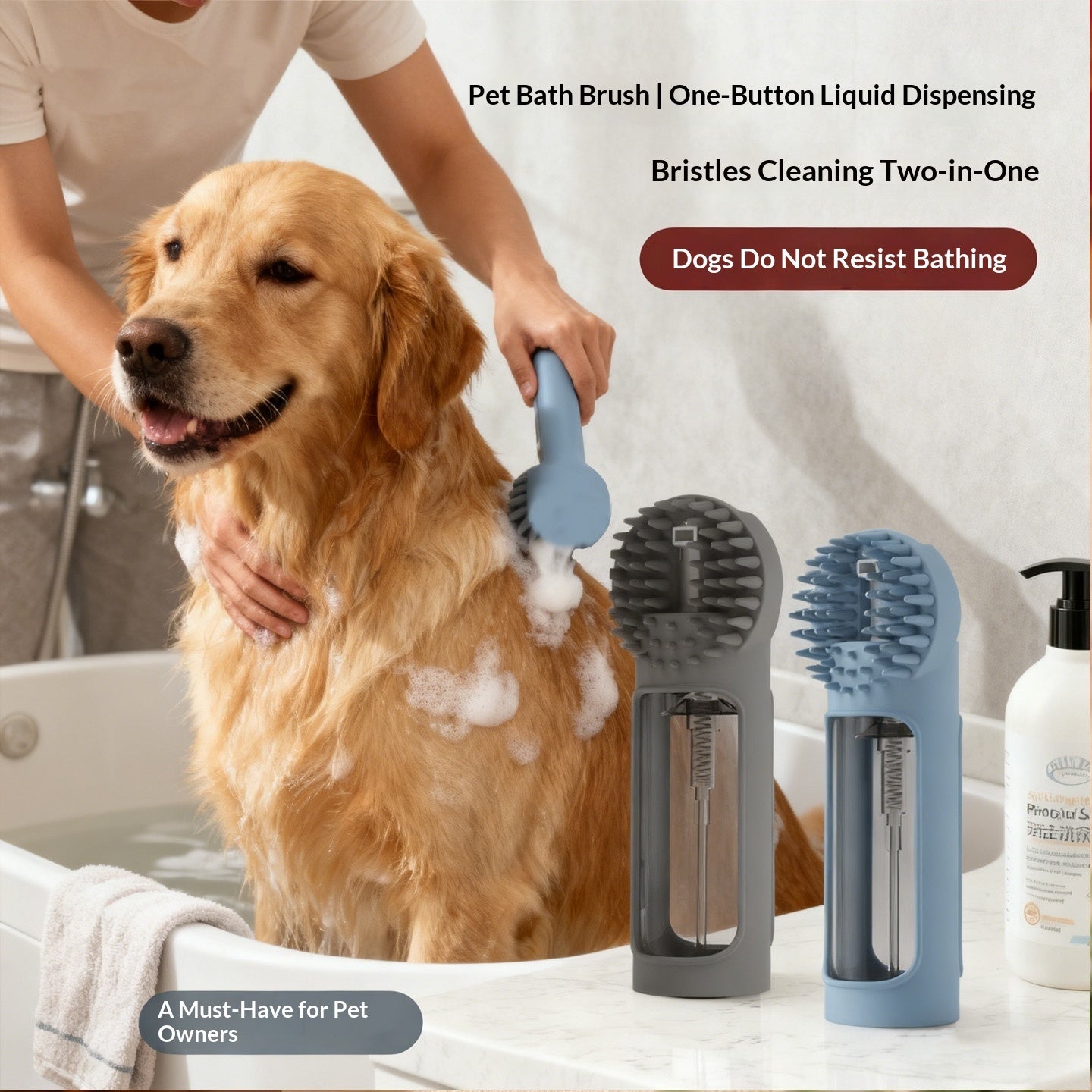 Pet Bath Brush Multifunctional Foam Bath Integrated Silicone Rubbing Bath Brush Cat And Dog Cleaning Artifact Massage Brush Pets Products Pets Fashion