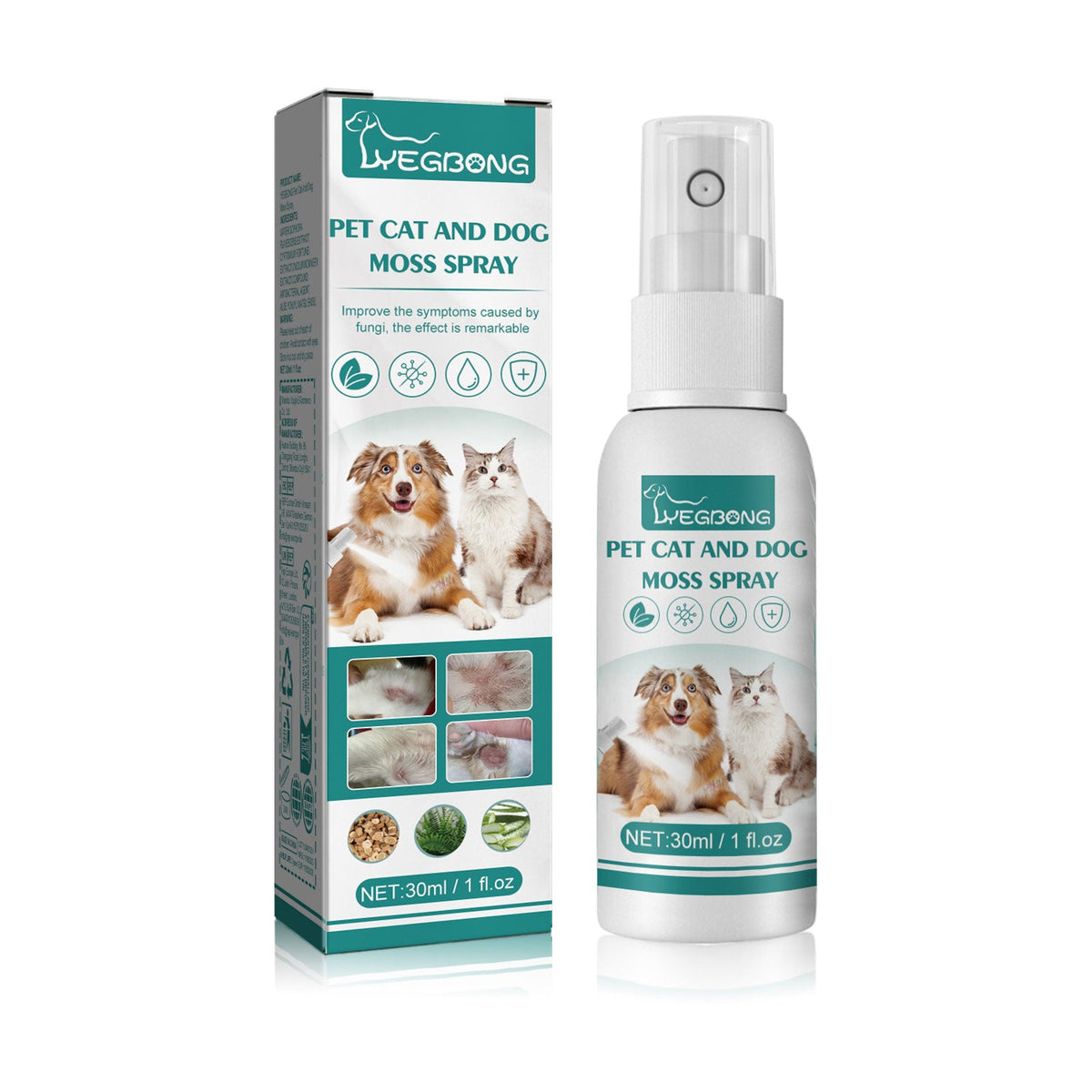 Cat And Dog General Mite Removing Skin Itching, Hair Removal, Redness And Itching Removing Pet Cat And Dog Moss Spray 30ml 1 Box Tri Light Beauty