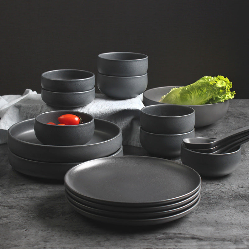 Nordic Ceramic Rice Bowl Steak Plate Deep  Household Tableware Dish Set LadyShow.Store