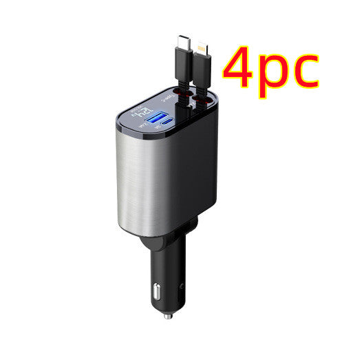 Metal Car Charger 100W Super Fast Charging Car Cigarette Lighter USB And TYPE-C Adapter