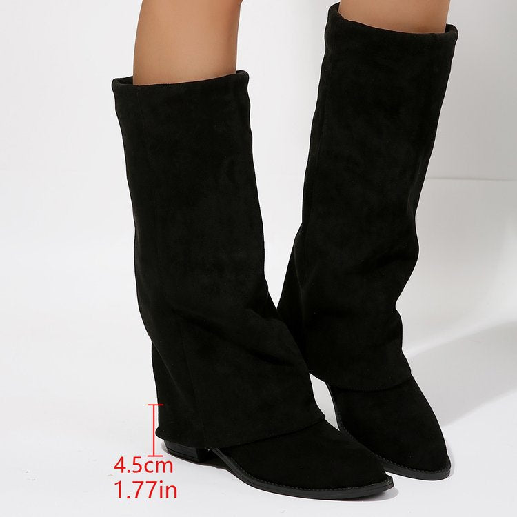 Chunky Heel Cowboy Boot Plus Size Knight Frye Boot LadyShow.Store