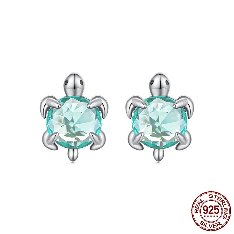 S925 Sterling Silver Turtle Ear Stud And Ring LadyShow.Store