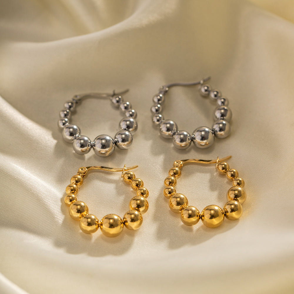 Stainless Steel Bead Eardrop Earring