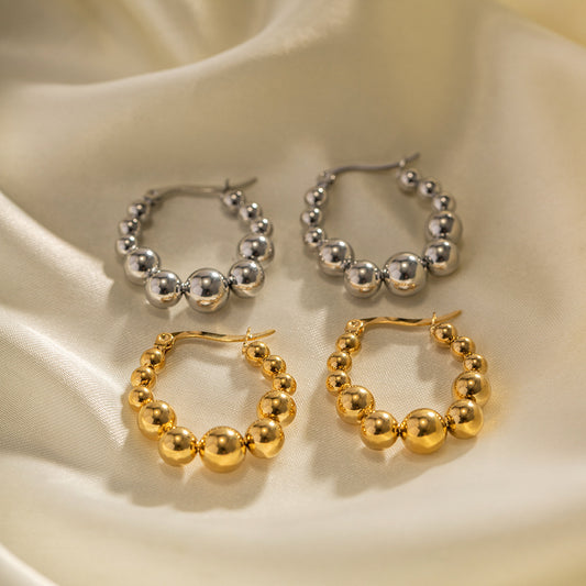 Stainless Steel Bead Eardrop Earring