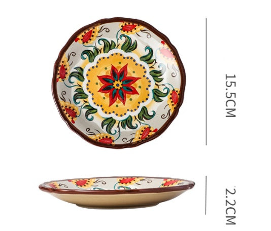 Underglaze Ceramic Tableware Bohemian Household Dishes LadyShow.Store