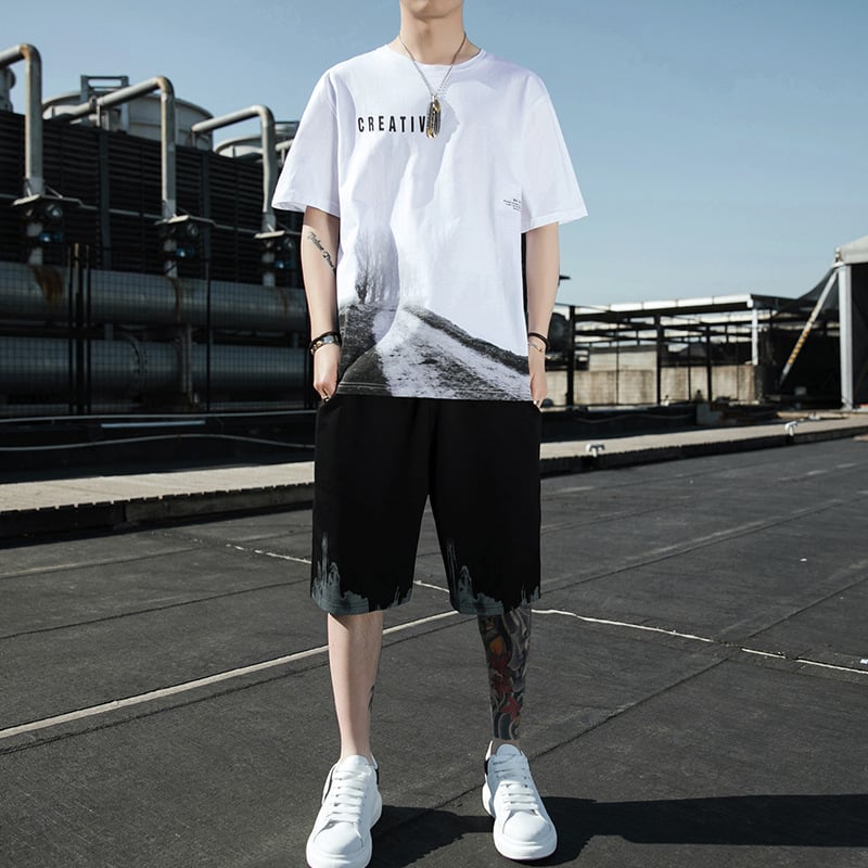 Men's Loose Ice Silk Half Sleeve T-shirt Pi-Mart