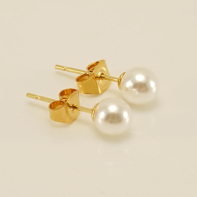 S925 Sterling Silver Needle Natural Freshwater Pearl Ear Studs CJD