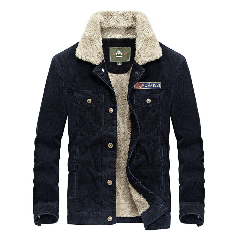 Men's Corduroy Jacket with Fleece Lining (Plus Size) Pi-Mart
