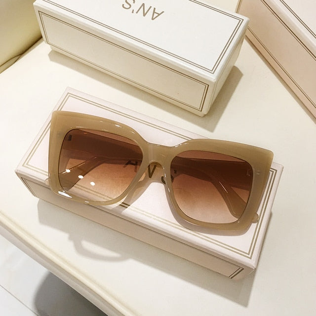 Rectangle Big Frame Cat Eye Sunglasses Pi-Mart