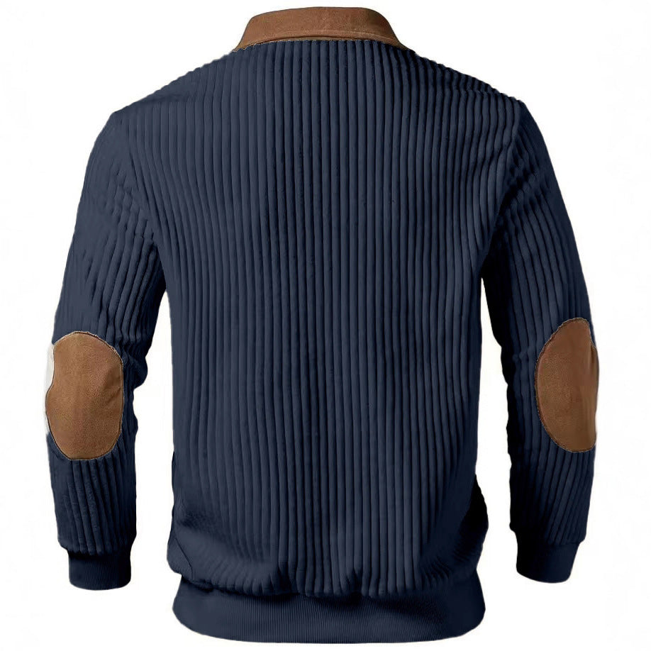 Notched-collar Patchwork Knit Top With Embroidered Zipper Hoodie CJD