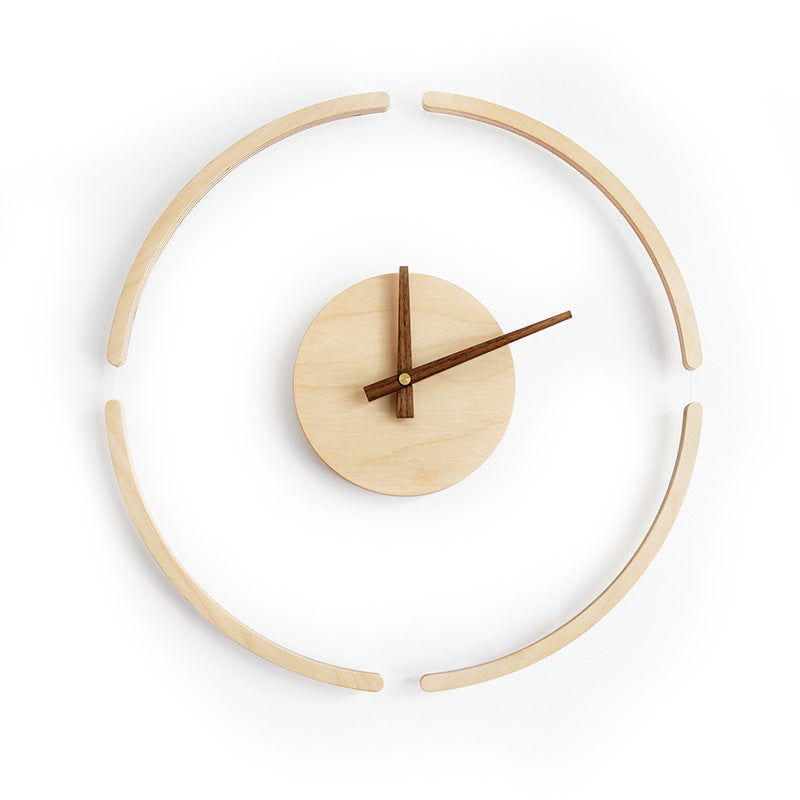 Creative Transparent Floating Wall Clock Nordic Simple Wooden Clock PearlNestDecor.com