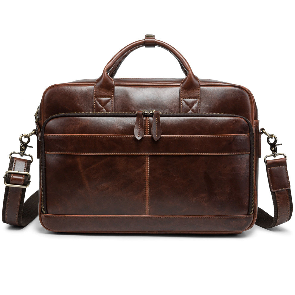 Horse Leather Men's Shoulder Bag Leather Laptop Men's Briefcase Portable CJD