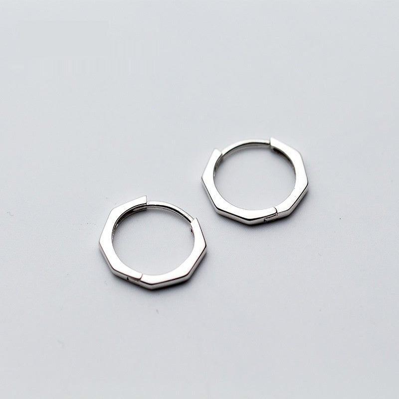 S925 Silver Octagon Ear Clip Black LadyShow.Store