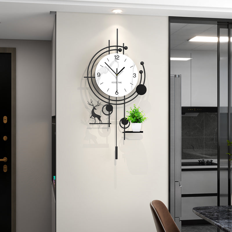 Modern Deer Wall Clock With Planter Shelf Artistic Home Decor PearlNestDecor.com