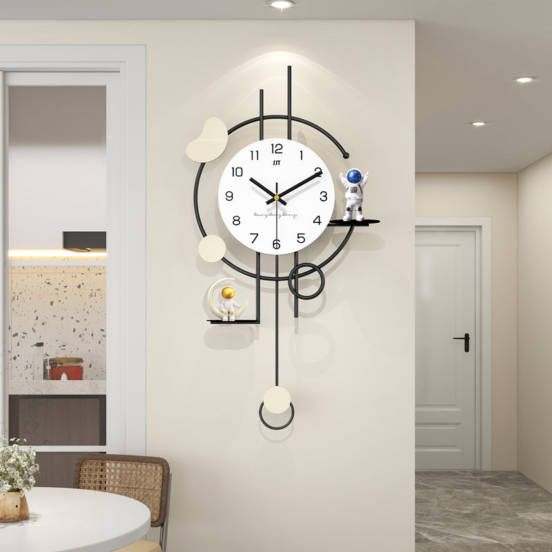 Modern Astronaut Pendulum Wall Clock Space Themed Home Decor PearlNestDecor.com