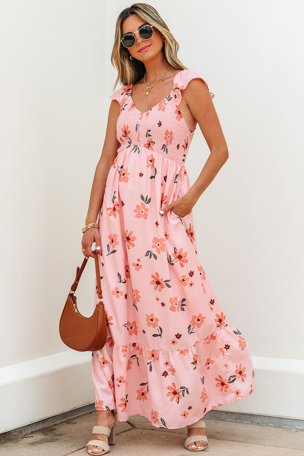 Clare Floral High Waist Ruffle Hem Long Dress LuxuryLifeWay Online Store
