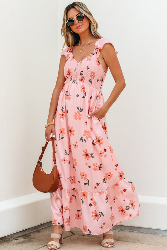 Clare Floral High Waist Ruffle Hem Long Dress LuxuryLifeWay Online Store