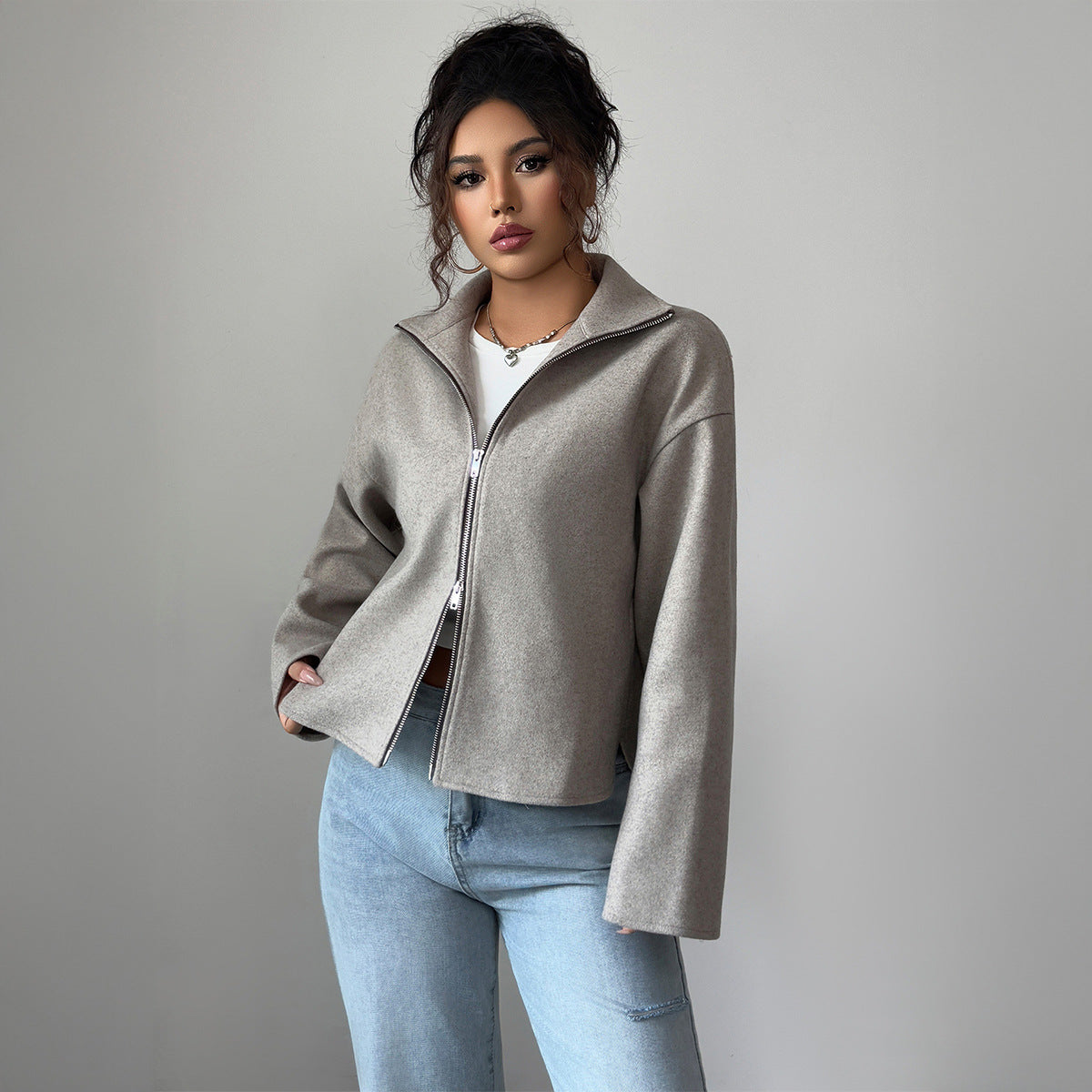 Solid Color Long Sleeve Jacket Coat Women's Clothing Best YouTube Store