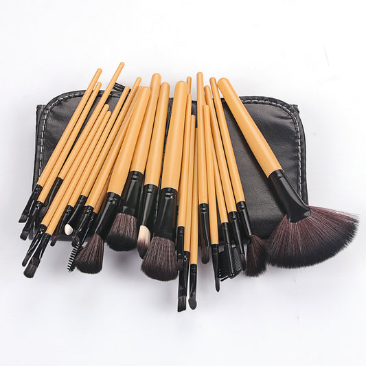 Shadowing 24 Makeup Brushes Set, Brownnatural Wood CJD2