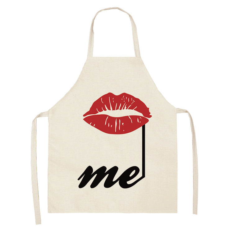 Letter Linen Apron Kitchen Stain-resistant Sleeveless Coverall PearlNestDecor.com