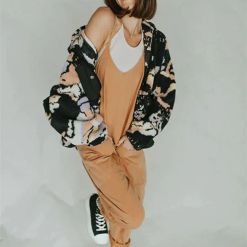 Women's Solid Color Zipper Patch Pocket Sling Jumpsuit For Women LadyShow.Store