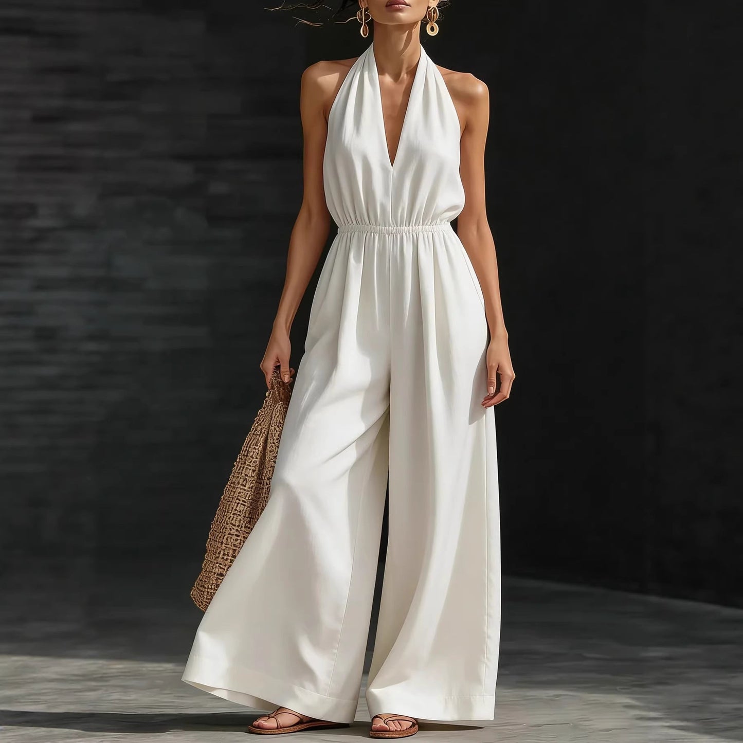 V-neck Halter Neck Jumpsuit For Women LadyShow.Store