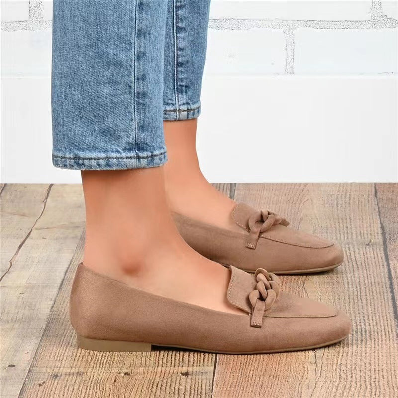 Women's Chain Slip-on Black Flat Casual Loafers LadyShow.Store