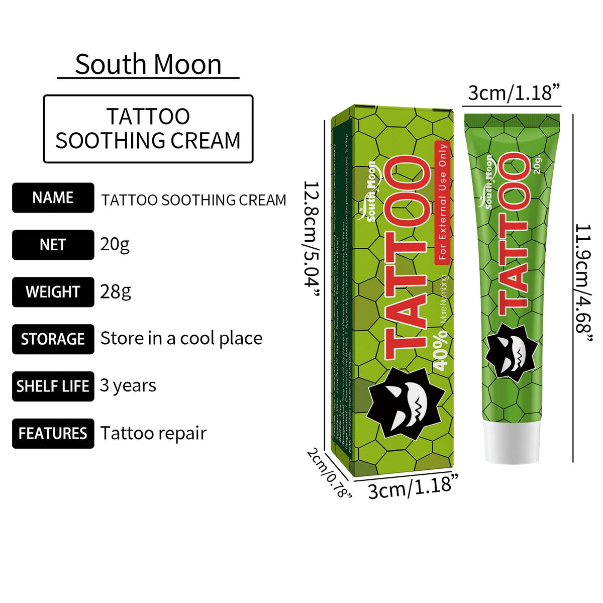 Relieve Tattoo Puncture Pain, Relieve Pain, Repair Skin Care, Relieve Cream, Skin Soothing Cream 20g 1 Box Tri Light Beauty