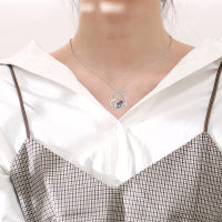 925 Sterling Silver Squirrel Abalone Shell Cubic Zirconia Cute Animal Heart Pendant Necklace LadyShow.Store
