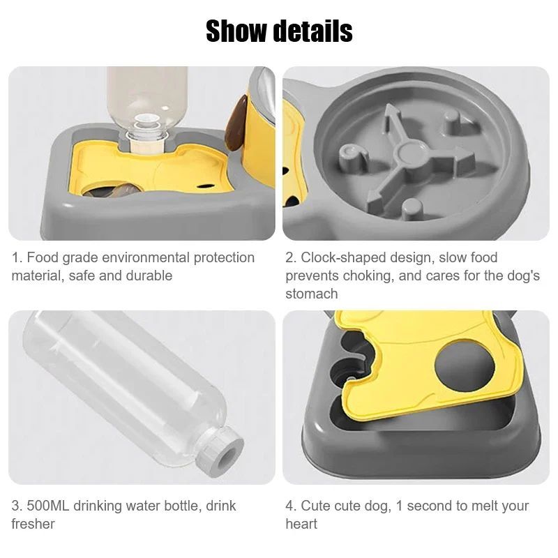 Pet Feeder Bowls Pet Feeder Water Bottle Set Pet Feeding Bowls And Drinkers 15-Degree Tilt Design Protect Cats Dogd Neck Pets Fashion