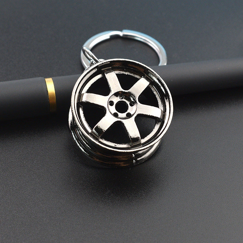 Creative Stereo Car Modification Fittings Wheel Hub Metal Keychains LadyShow.Store