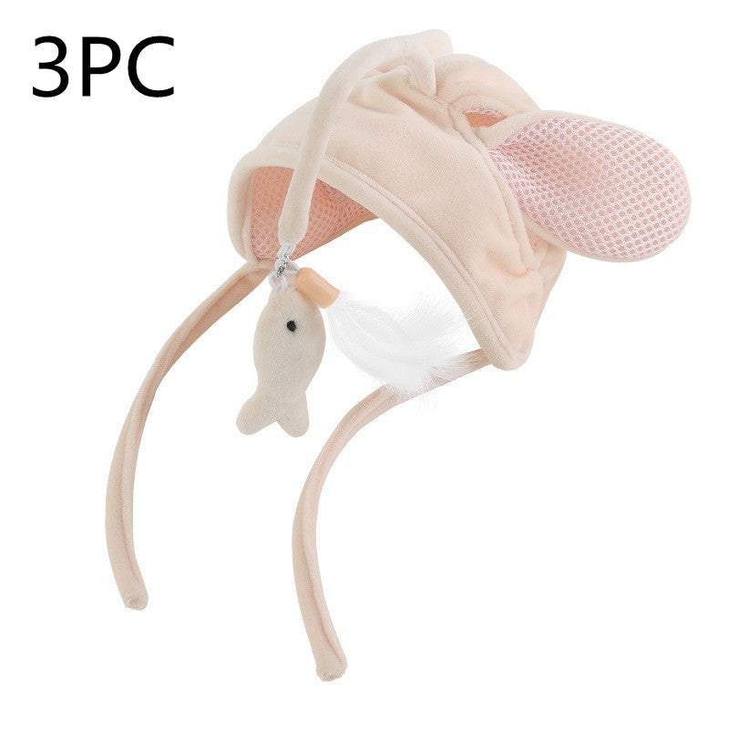 New Head Wearing Feather Funny Cat Stick Funny Cat Toy Stick Gray Big Eye Pet Toys Pet Products Pets Fashion