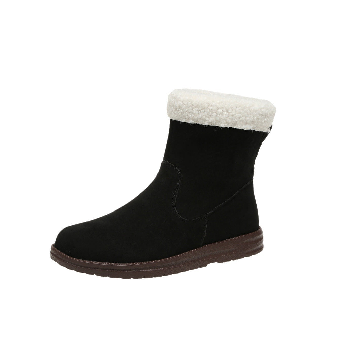 Winter Snow Boots New Fashion Lamb Thickened Warm Fleece Short Boots With Side Zpipper Design Solid Shoes For Women