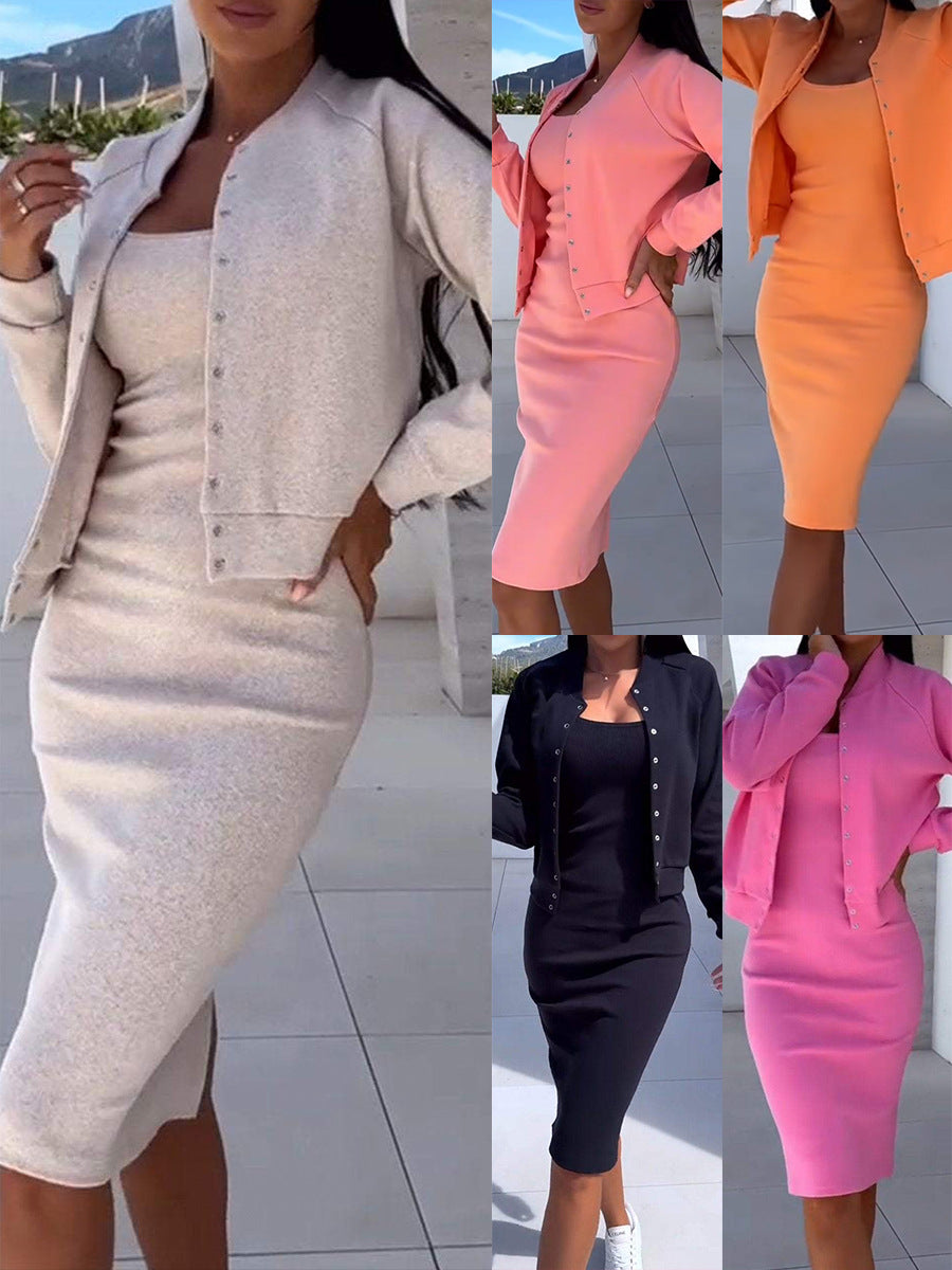 2026 European And American Women's Hot Selling Autumn And Winter New Suspender Skirt Jacket Two-piece Set NorixaFashion.com