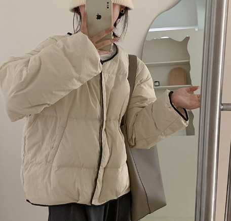 Women's Thickened Oversized Cotton Jacket in Dusty Pink Pi-Mart