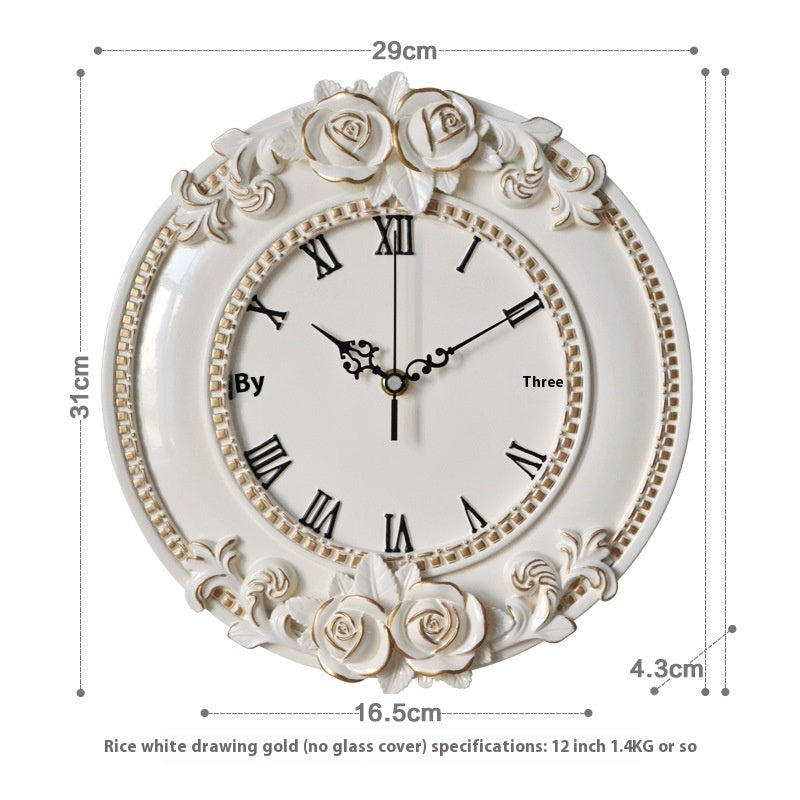 European Style Wall Clock Living Room Creative Art Clock Home PearlNestDecor.com