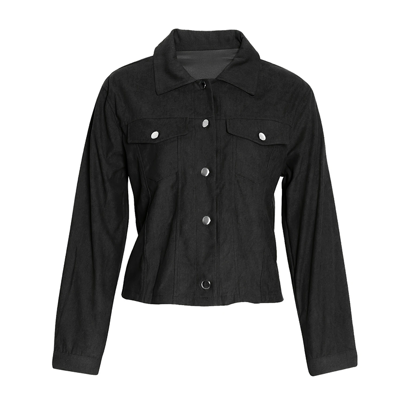 Women's Corduroy Long Sleeve Jacket - Casual Button-Up Coat With Flap Pockets LadyShow.Store