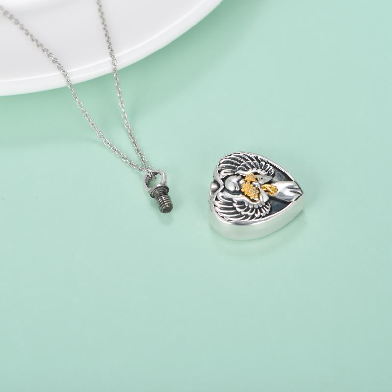 Sterling Silver Angel Cremation Mother Daughter Urn for Ashes Keepsake Memory Necklace LadyShow.Store