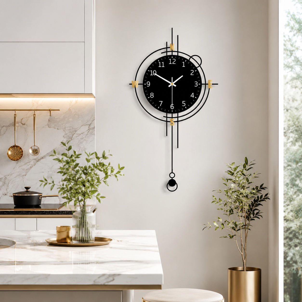 Modern Iron Wall Clock Metal Decorative Home Decor PearlNestDecor.com