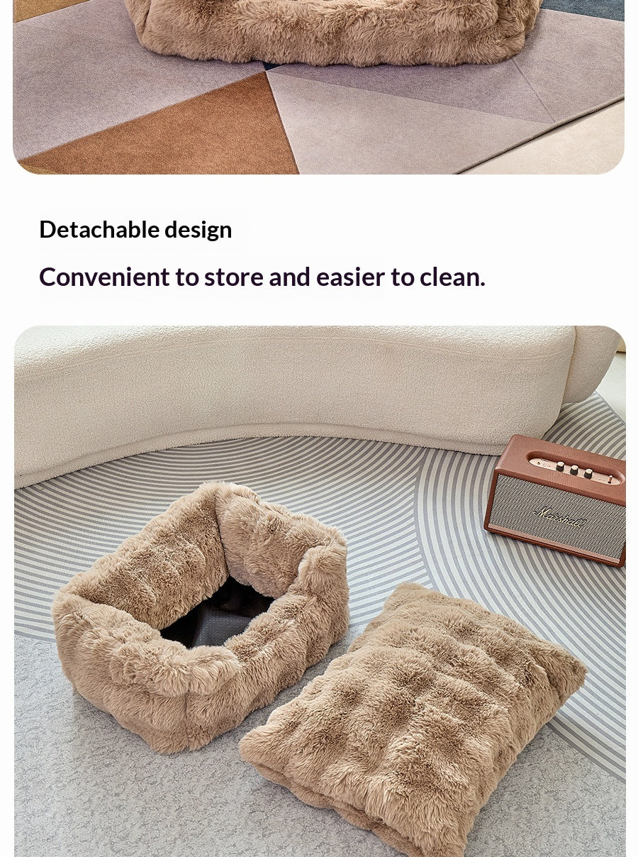 Bubble Plush Square Bed Pets Fashion