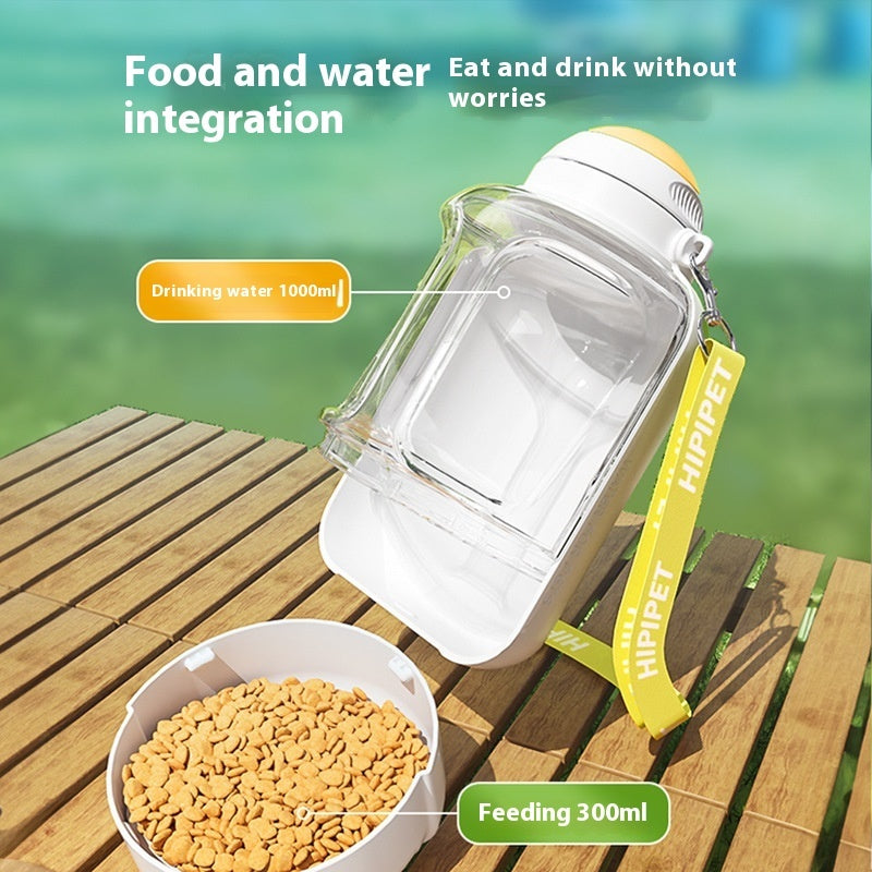 2 In 1 Dog Large Capacity Pets Out Drinking Pot Cat Water Dispenser Portable Water Cup Water And Food Integrated Bowl Pet Products Pets Fashion