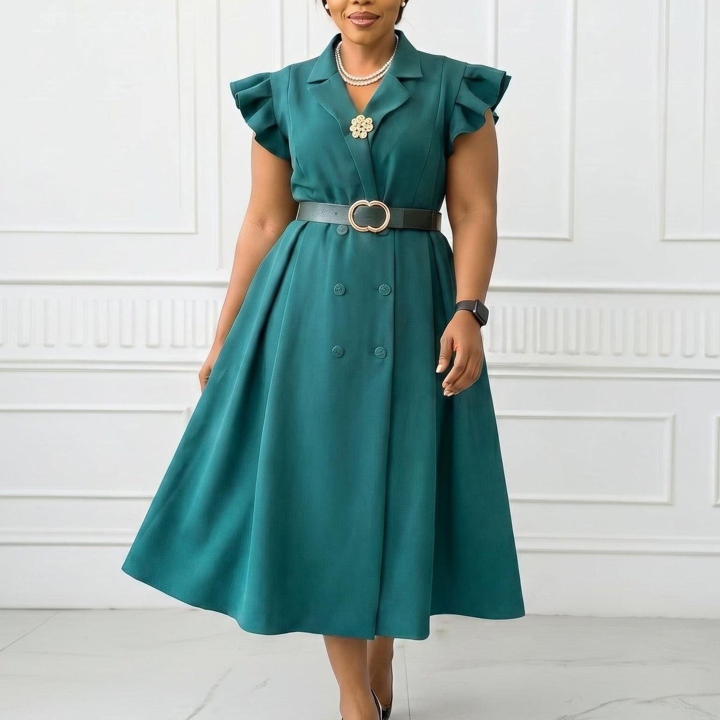 Double-breasted African Dress For Women NorixaFashion.com