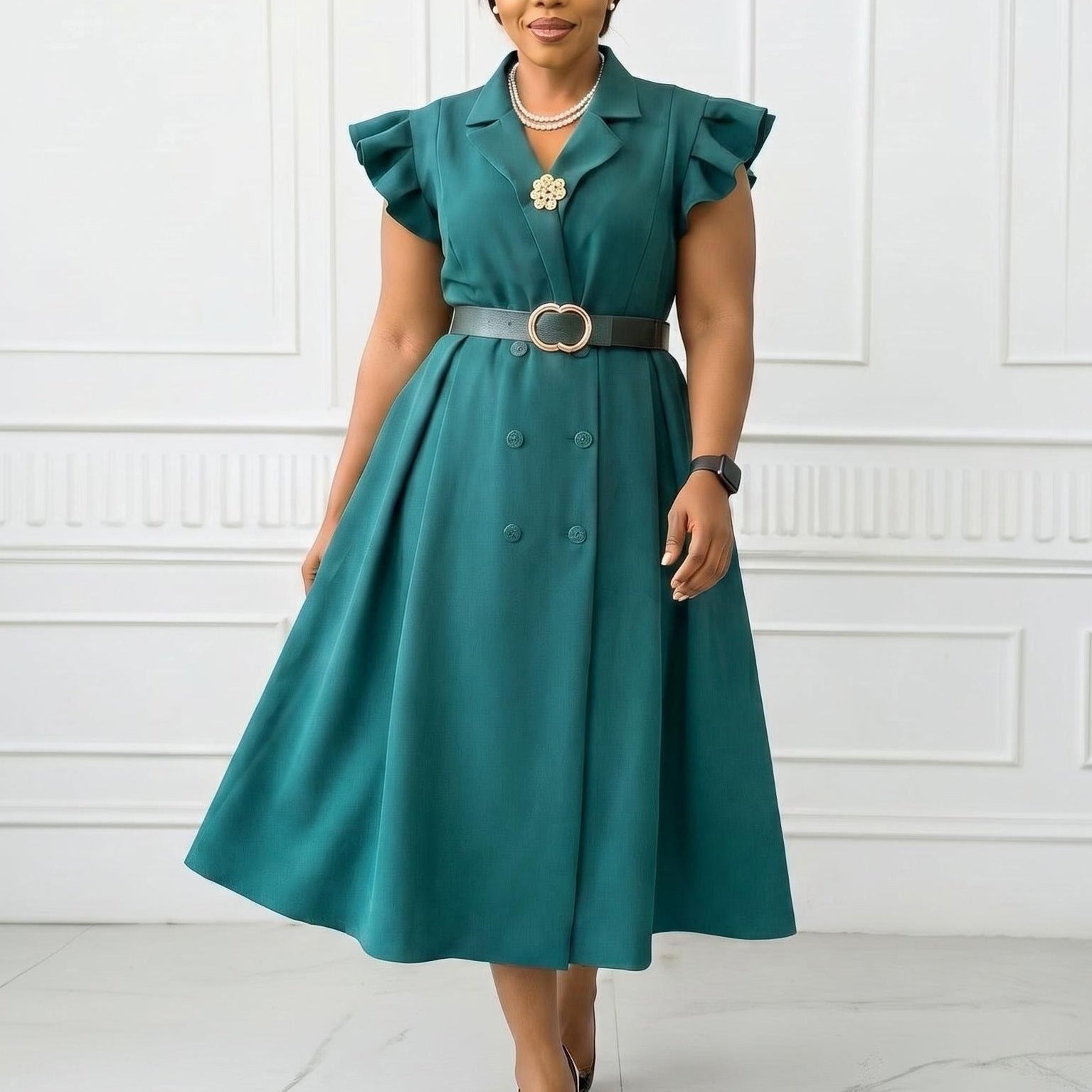 Double-breasted African Dress For Women NorixaFashion.com
